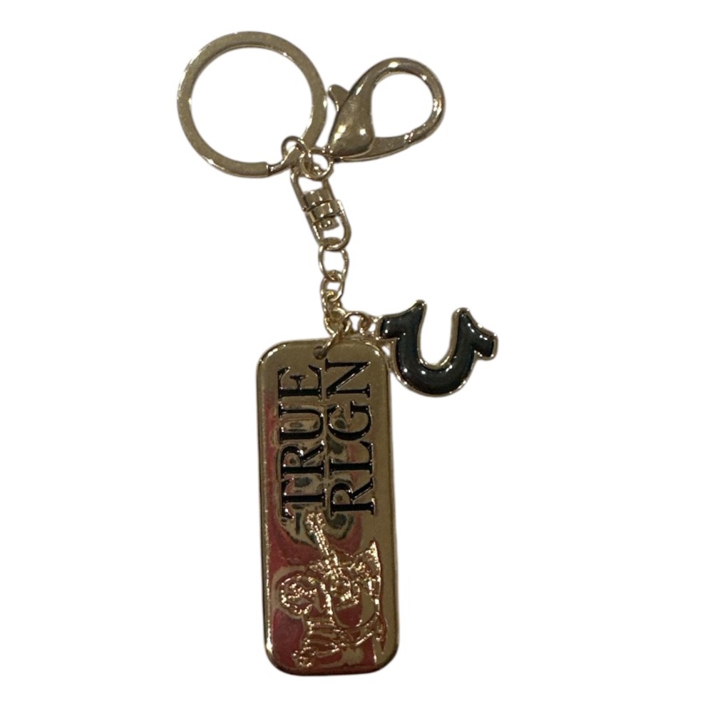 True Religion Gold and Black Keychain NEW